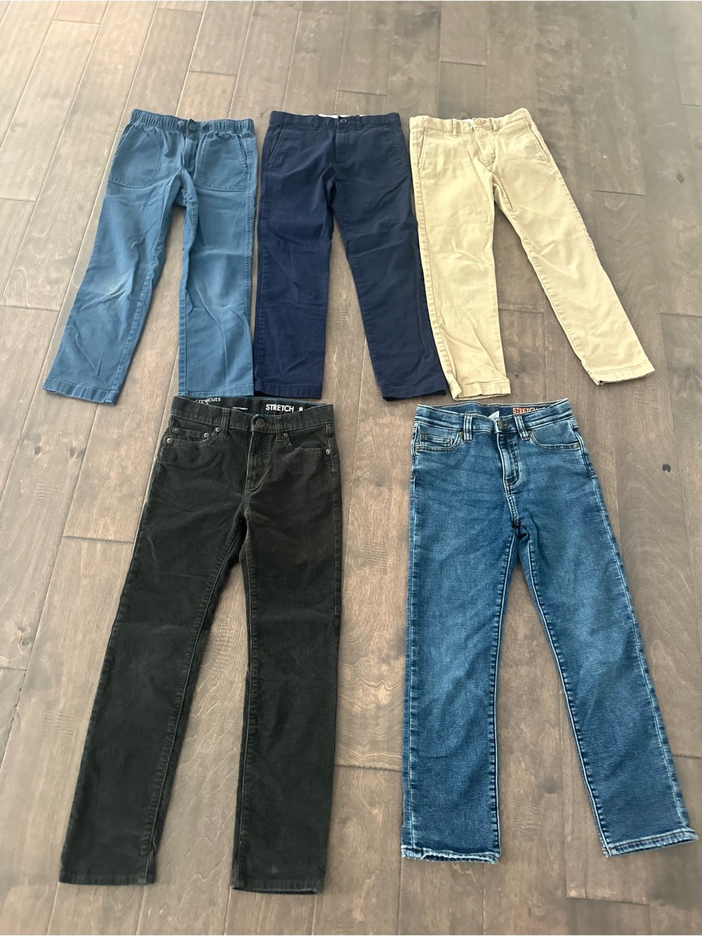 Crewcuts Kids Size 8 Pants Variety Pack - Blue, Navy, Khaki, Grey Cords, Denim